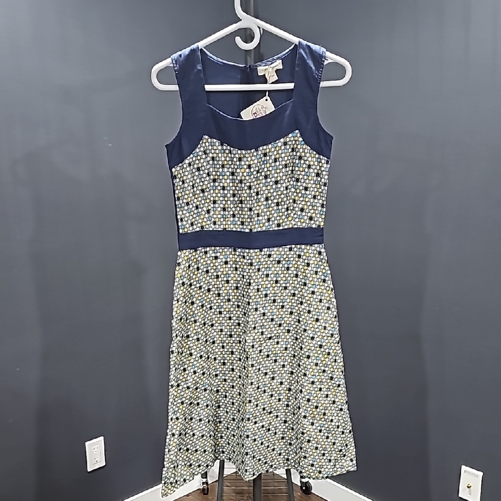 Mata Traders Blue Geometric Midi Dress